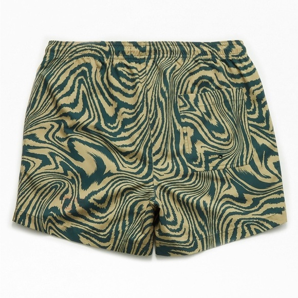 Men’s PacSun Warp 4.5" Swim Trunks Board Shorts Large Green Gold Waves Wavey - Picture 3 of 15